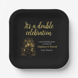 Prato De Papel Partido Conjunta Elegante de Champanhe Dupla Celeb