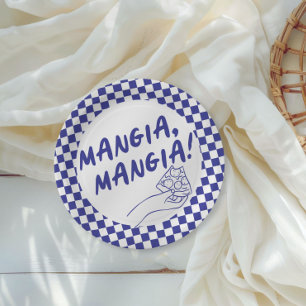 Prato De Papel Partido da Pizzaria Italiana Azul Moderna