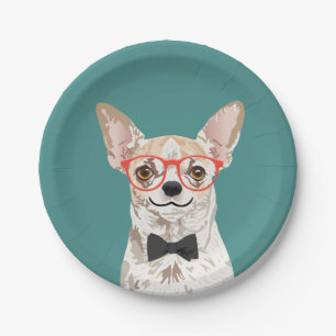 Prato De Papel Partido da placa de papel da chihuahua do hipster