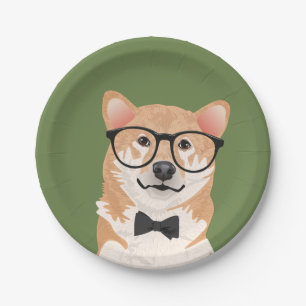 Prato De Papel Partido da placa de papel de Shiba Inu do hipster