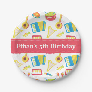 Prato De Papel Partido de aniversário de criança do teste padrão