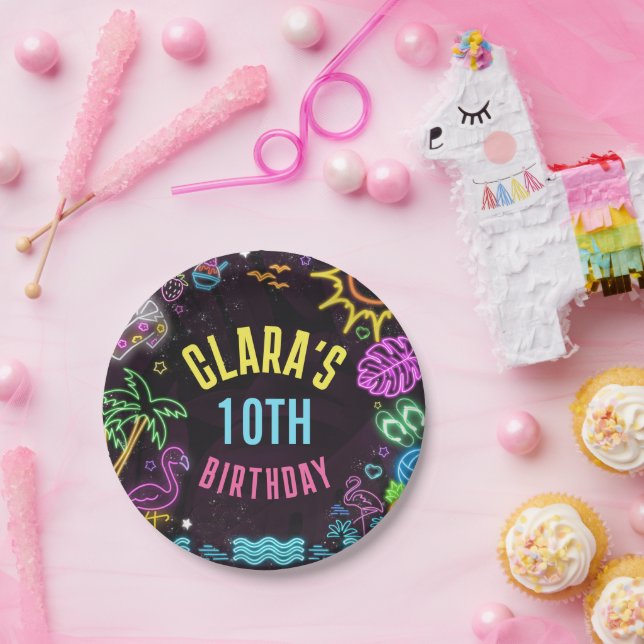 Prato De Papel Partido de Brilho do Splash Party (Festa)