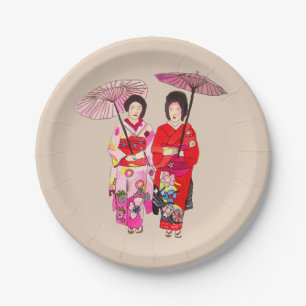 Prato De Papel Partido de comensal temático japonês com arte da