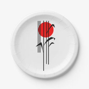 Prato De Papel Partido de comensal temático japonês com sol de