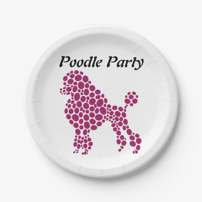 Prato De Papel Partido de Poodle de Nome Personalizado (Frente)