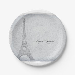 Prato De Papel Partido de recepção do casamento vintage da torre