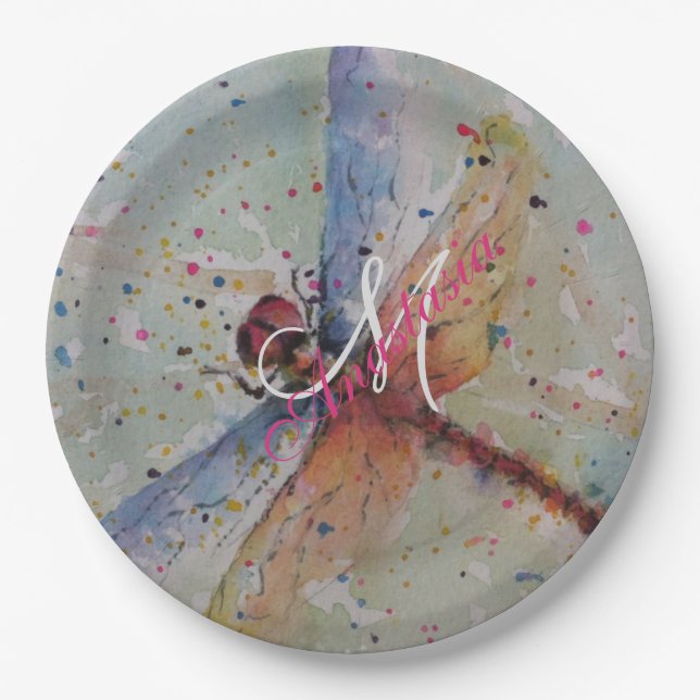 PRATO DE PAPEL PARTIDO DELICADO DO MONOGRAMA DA MOSCA DO DRAGÃO (Frente)