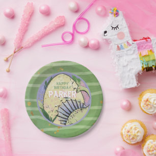 Prato De Papel Partido Dinossaur Themed