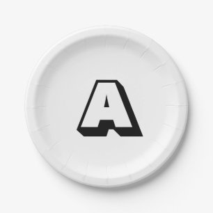 Prato De Papel Partido do monograma inicial do alfabeto personali