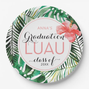 Prato De Papel Partido Luau de Graduação Tropical
