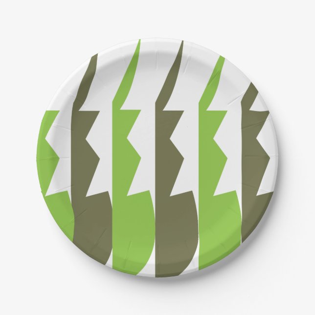 Prato De Papel Partido Moderno da Cinza Verde (Frente)