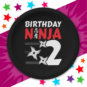 Prato De Papel Partido Ninja, 2 anos, estende segundo aniversário