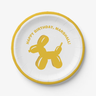Prato De Papel Partido Personalizado Animal do Cão Amarelo