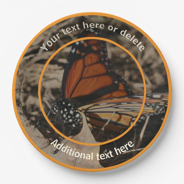 Prato De Papel Partido Personalizado da Monarca Borboleta Naturez (Frente)