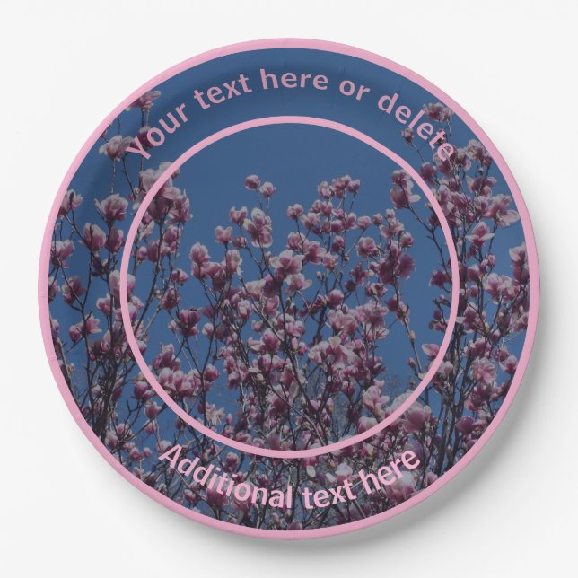 Prato De Papel Partido Personalizado das Flores da Magolia Rosa (Frente)