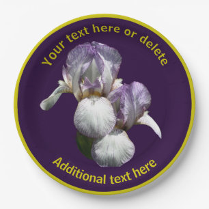 Prato De Papel Partido Personalizado das Flores Iris Elegante