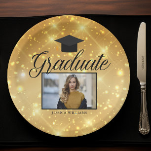Prato De Papel Partido Personalizado de Foto do Graduação do Spar