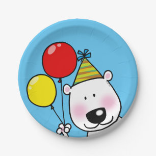 Prato De Papel Partido personalizado do balão do urso polar de