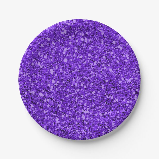 Prato De Papel Partido Personalizado do Glitter Glitter Purple Sp (Frente)