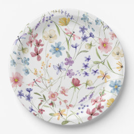 Prato De Papel Partido Rustic Chic Colorful Wildflower