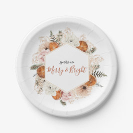Prato De Papel Partido Rustic Citrus Floral Fall Winter Foliday