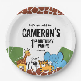Prato De Papel Partido Safari personalizado do primeiro aniversar
