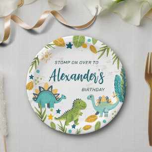 Prato De Papel Partido Tiranossauro Jurássico Dinossauro Aniversá