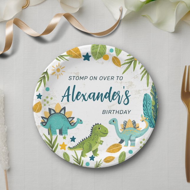 Prato De Papel Partido Tiranossauro Jurássico Dinossauro Aniversá (Criador carregado)