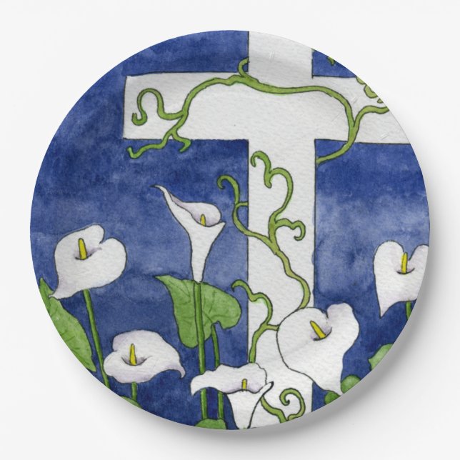 Prato De Papel Páscoa de papel Cross Holidy (Frente)