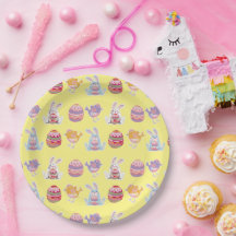 Páscoa Padrão Pastel Chapas de Papel Amarelo