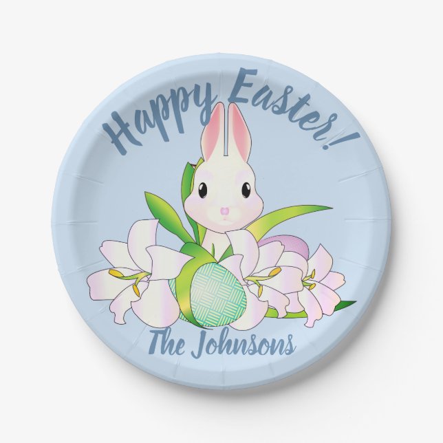 Prato De Papel Páscoas Lily e Bunnies Doces (Frente)
