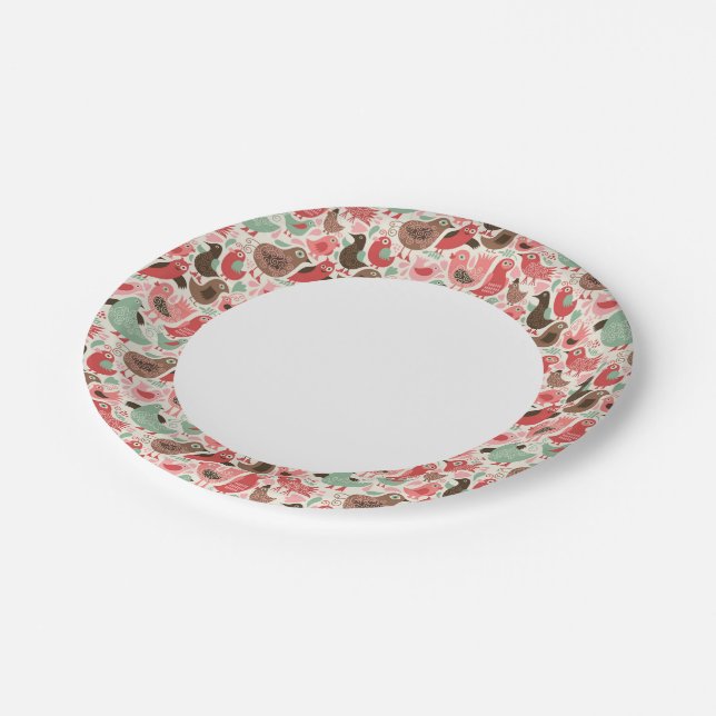 Prato De Papel passado com aves bonitas (Inclinado)