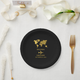 Prato De Papel Passaporte de Casamento de Destino Mundo Preto Dou