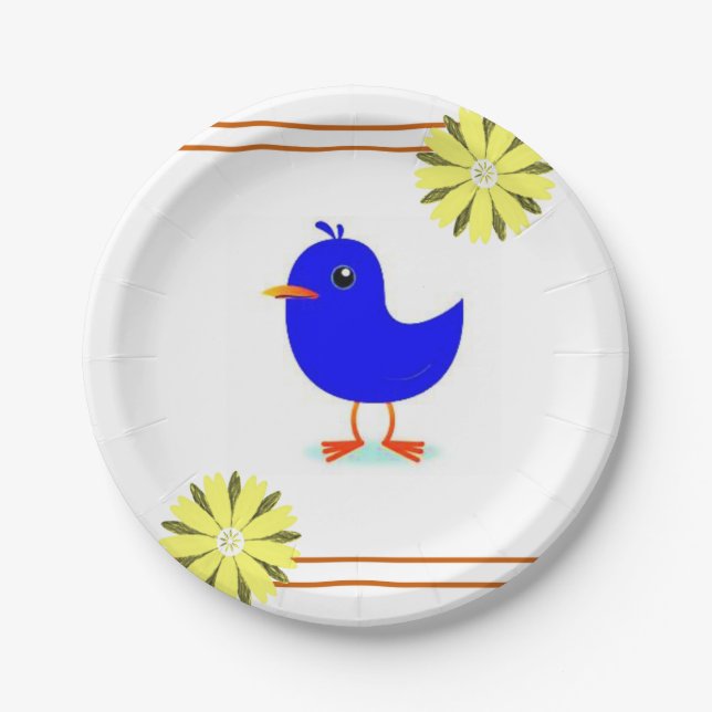 Prato De Papel Pássaro de Placa de Papel (Frente)