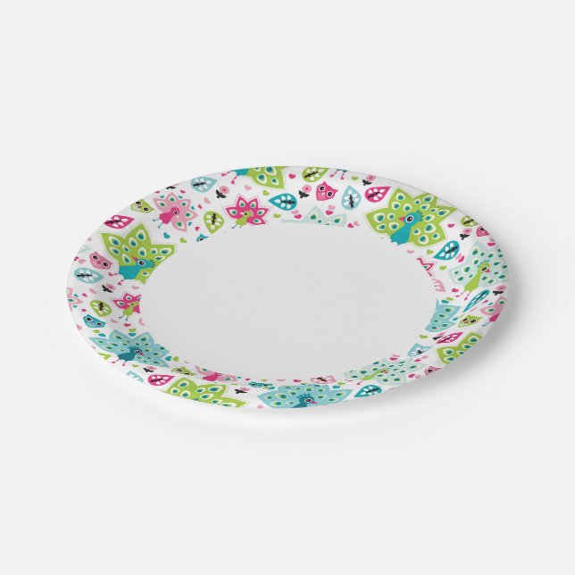 Prato De Papel pássaro e coruja (Inclinado)