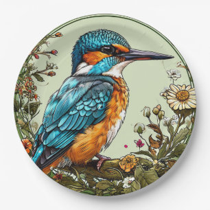 Prato De Papel Pássaro Martim-pescador Vibrante