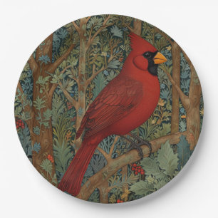 Prato De Papel Pássaro vermelho Nouveau, retrô cardeal