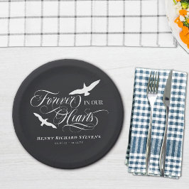 Prato De Papel Pássaros Brancos Carvões Para Sempre No Nosso Fune