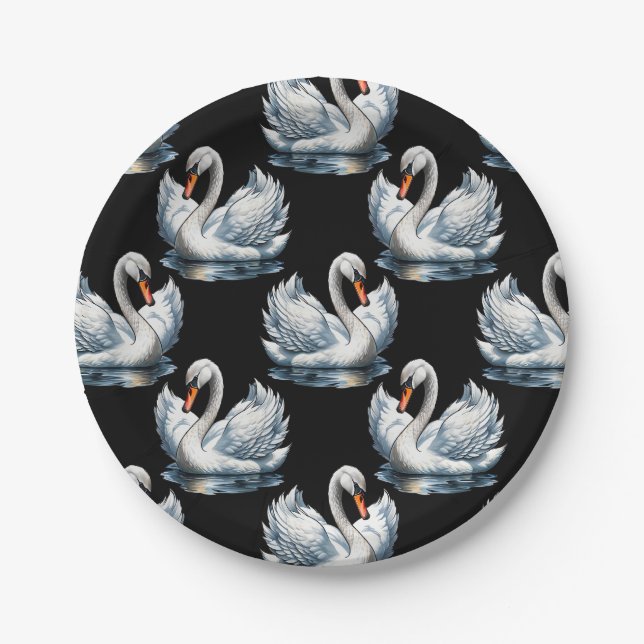 Prato De Papel Pássaros do Cisne - Design (Frente)