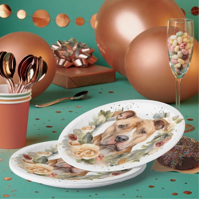 Prato De Papel Passeio Festivo de Pitbull de Natal (Múltiplo)