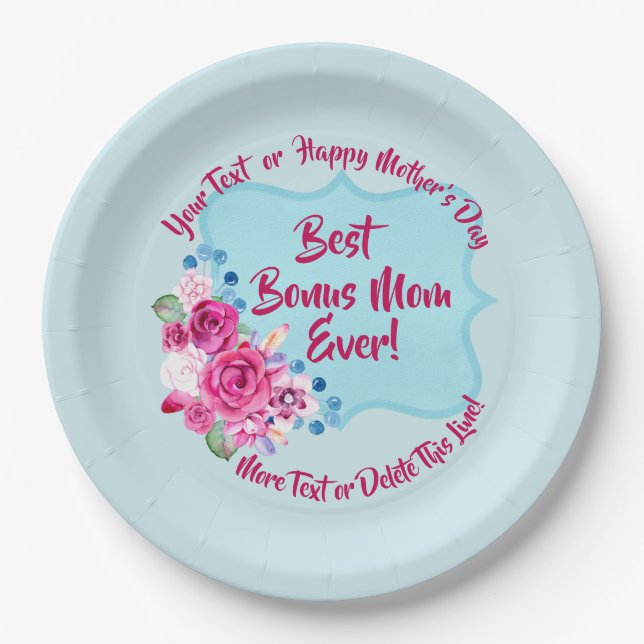 Prato De Papel Passo Dia de as mães Bônus Mãe Alterar Texto Grand (Frente)