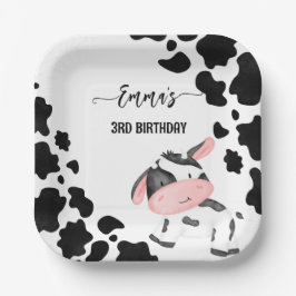 Prato De Papel Pasta de mesa de festas de vaca personalizada