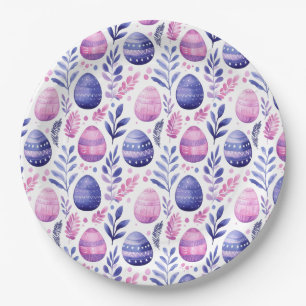 Prato De Papel Pasta de Ovos e Folhagem de Páscoa Lilac Púrpura d