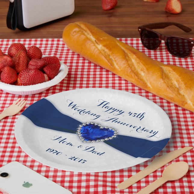 Prato De Papel Pasta de Papel de Aniversário de Casamento de 45º  (Piquenique)