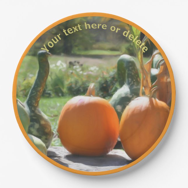 Prato De Papel Pastas E Pumpkins Fall Art Personalised Party (Frente)