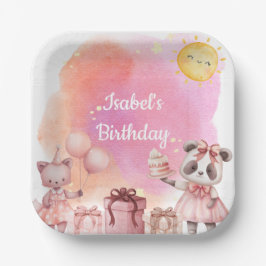 Prato De Papel Pastel Animal Birthday Party Paper Plate