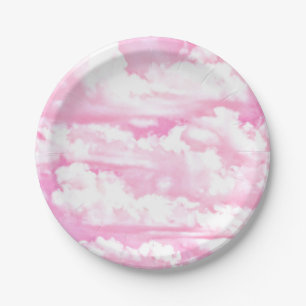 Prato De Papel Pastel Baby Pink Happy Cloudy Decor