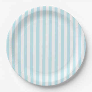 Prato De Papel Pastel Blue and White Striped Paper Plate