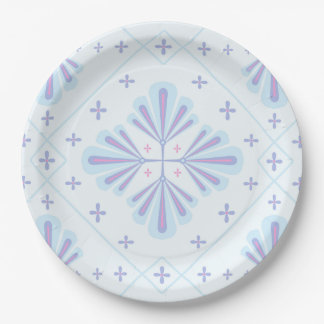 Prato De Papel Pastel Blue Geometric Floral Repeat Pattern 
