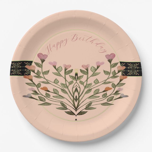 Prato De Papel Pastel de Coral Rosa (Frente)